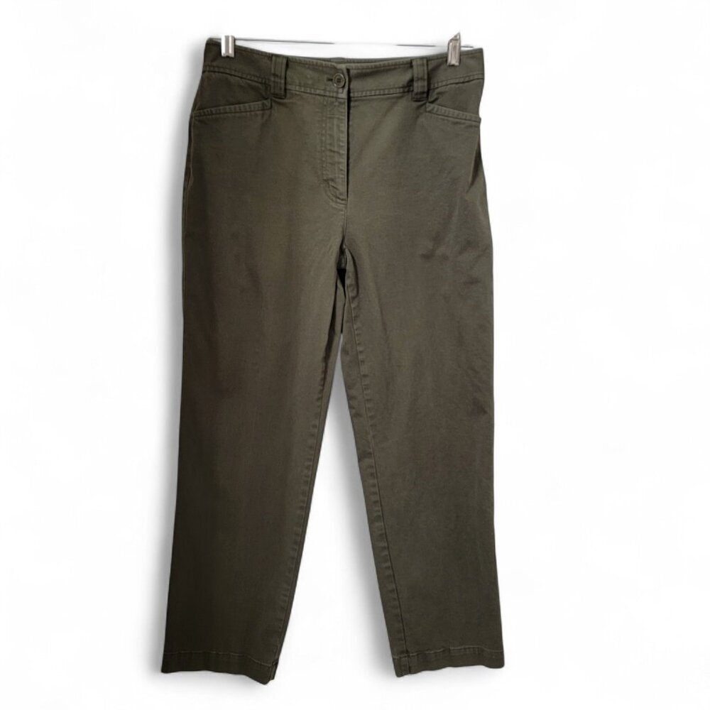 Talbots Petites Size 12 Stretch Chino Pants, Olive Green, Exc. Used Condition